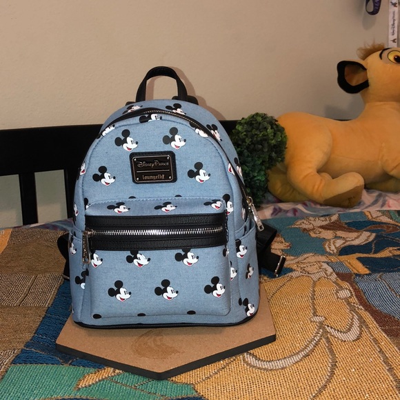 loungefly denim minnie backpack